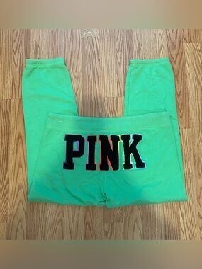 Victoria’s Secret Pink Vintage Green Rainbow Ombre Joggers L
